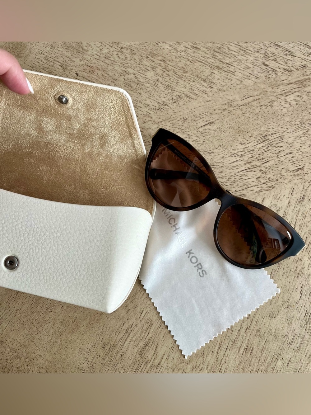 Michael Kors Brown Tortoiseshell Sunglasses with White Case